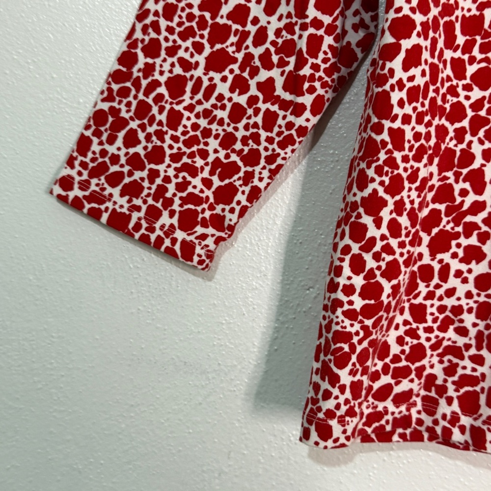 Ruby Rd. Red & White Patterned Cotton-Blend Top W… - image 4